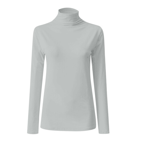 Damen Langarm-Tops mit Stehkragen, Basic-Stretch-Leichtgewicht-Unterhemden 1