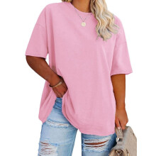 T-shirts voor dames in grote maten, oversized T-shirts, zomerse tuniekjes met korte mouwen en ronde hals.