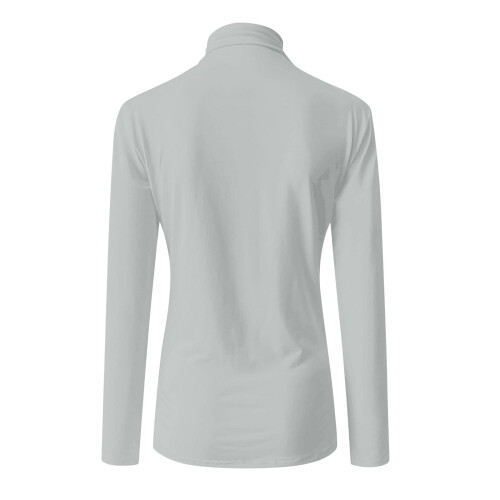 Damen Langarm-Tops mit Stehkragen, Basic-Stretch-Leichtgewicht-Unterhemden 2