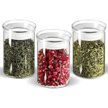 Set van 3 glazen bewaarpotten van 425 ml (15 oz) met luchtdichte deksels, geschikt voor keukenkruiden, suiker, thee en snoep.