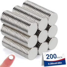 Kis, erős ritkaföldfém mágnesek, 200 db-os csomag, 10x1 mm - Neodímium mágnesek hűtőszekrényhez, barkácsoláshoz, kézműveskedéshez,