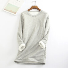 Camisetas de manga larga para mujer, sudadera gruesa de forro polar para mujer, top de invierno de terciopelo cálido con cuello redondo.