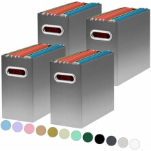 Cardboard File Organizer Box for Hanging Folders, Letter Size – 4 Packs, Gradient Light Gray, Compatible with Standard File Cabinets & Desks