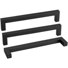 Poignées de meuble en acier inoxydable noir mat, entraxe de 96 mm