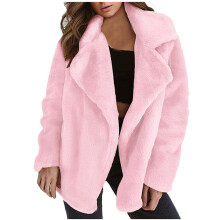 Gilet cardigan uni automne/hiver pour femme, manteau en peluche Ă revers, en liquidation