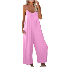 Női nyári spagettipántos zsebes overál, könnyű, rugalmas anyagból készült, zsebekkel, spandex keverék, S-3XL, strand/utazás/hétköznapi