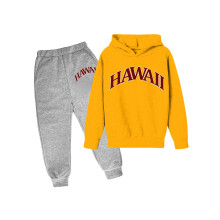 Gelbes Hoodie-Pullover-Set für Kinder, lässiger Buchstabenprint, lange Ärmel, für Mädchen im Alter von 13-14 Jahren