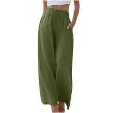 Damesbroek met wijde pijpen, damesbroek in grote maten, effen comfortabele elastische casual broek met hoge taille en wijde pijpen, palazzo broek,