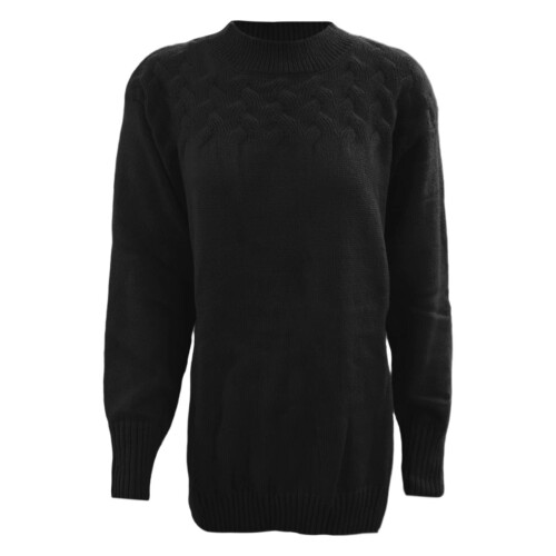 Schwarzer Oversize-Rollkragenpullover aus Wolle für Damen, Größe XXXXL 1