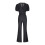 Macacão jeans feminino casual de pernas largas 5