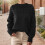 Schwarzer Oversize-Rollkragenpullover aus Wolle für Damen, Größe XXXXL 3