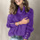 YOUSNH Damen-Strickpullover, einfarbig, mit asymmetrischem Revers, Größe XL 3