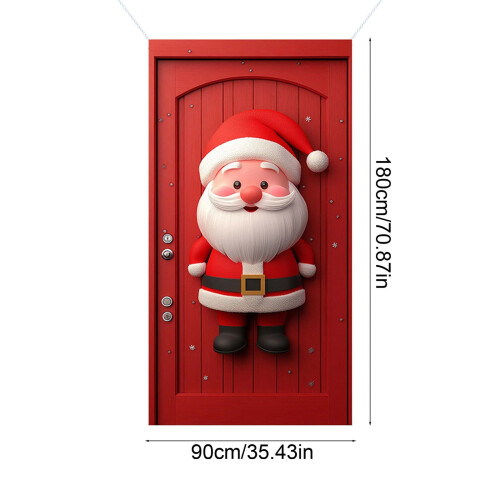 Capa de porta com gnomo natalino vermelho de 71x35 polegadas – Cenário festivo, compatível com portas padrão. 2