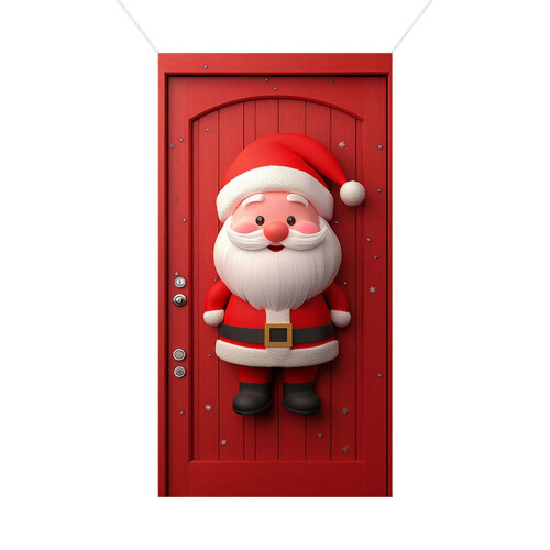 Capa de porta com gnomo natalino vermelho de 71x35 polegadas – Cenário festivo, compatível com portas padrão. 1