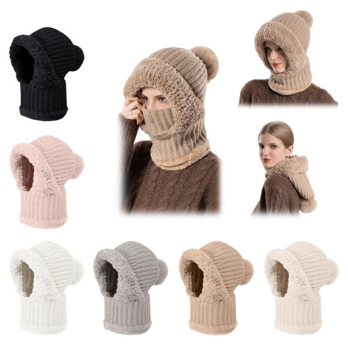 Conjunto de gorro y bufanda de punto acrílico para mujer 1