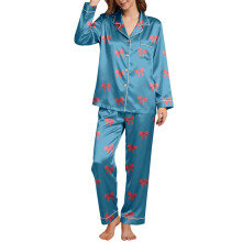 Valentijnsdag pyjamaset voor dames – comfortabele 2-delige set bestaande uit een top met lange mouwen en een broek, zachte loungewear nachtkleding