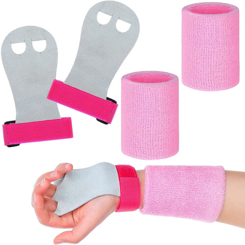 Ensemble de 2 poignées et bracelets de gymnastique roses