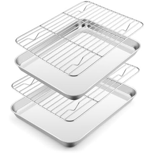Edelstahl-Backblech und Kühlgitter-Set (2+2)