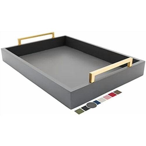 Bandeja de mesa de centro estilo rústico con asas doradas