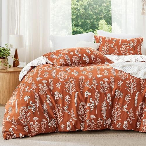 Ensemble de couette réversible à motif floral Queen 3 pièces