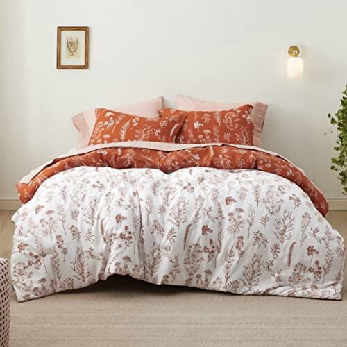 Ensemble de couette réversible à motif floral Queen 3 pièces 2