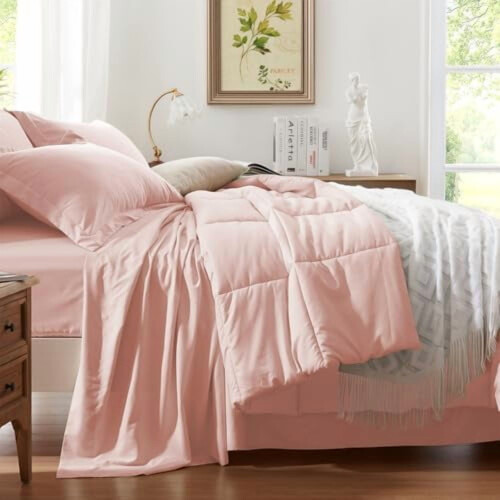 Twin Pink Comforter Set 5-Piece 1