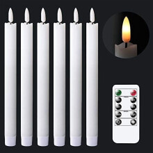 Bougies coniques sans flamme, aspect cire véritable, LED vacillante,