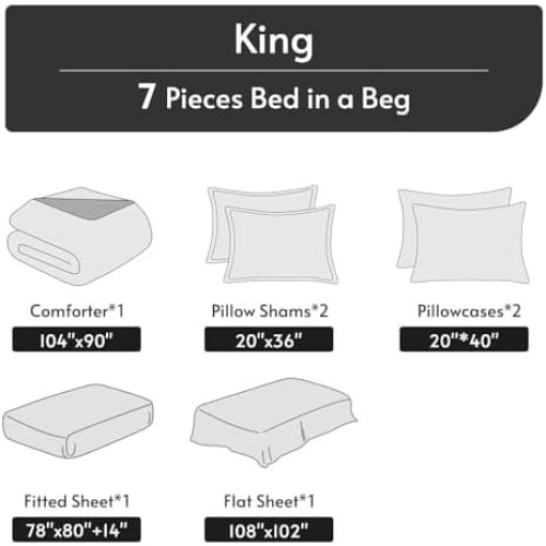Conjunto de Edredom Queen Cinza Reversível de 7 Peças 2