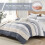 Gestreept microvezel dekbedovertrekset, queensize, 3-delig 5