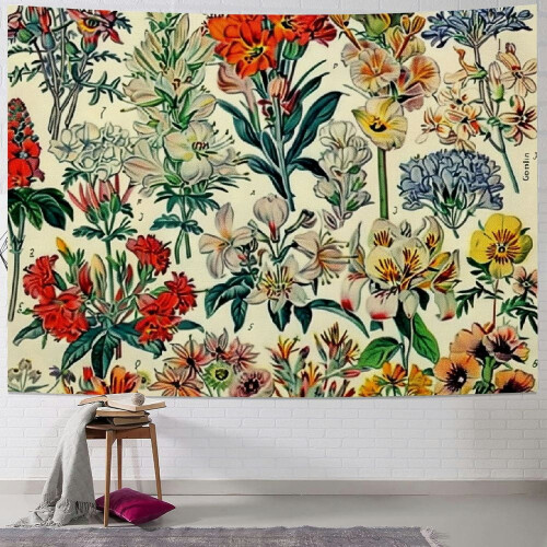 Vintage-Wandteppich mit Wildblumenmuster