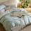 Set copripiumino matrimoniale verde salvia con stampa floreale e 8 lacci 2