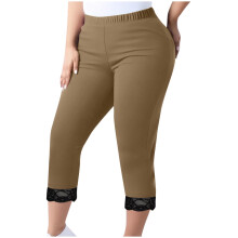 Dámske capri legíny pre väčšie veľkosti s vysokým pásom, elastické nohavice na jogu (L-5X) - Nohavice na jogu s elastickým pásom