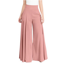 Pantaloni eleganti da donna, casual, tinta unita, eleganti, a vita alta, gamba larga, pantaloni da ballo, pantaloni svasati fluidi con cerniera.