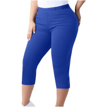 Dámske capri legíny pre väčšie veľkosti s vysokým pásom, elastické nohavice na jogu (L-5X) - Nohavice na jogu s elastickým pásom