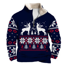 Sweat-shirt d'hiver décontracté pour homme, fermeture éclair 1/4, idéal pour Noël