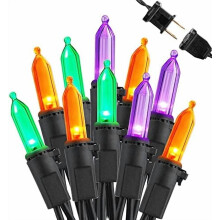 Guirlande lumineuse d'Halloween à 100 LED violettes, vertes et oranges, 10 m