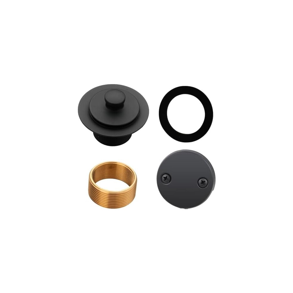 Matte Black Tub Drain Lift & Turn Trim Set With Two-Hole Overflow Faceplate, Universal Fine/Coarse Thread, Compatible With Standard Tubs 9028731391052