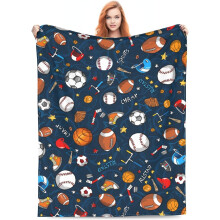 Manta decorativa con temática deportiva (40x50 pulgadas) – Suave, ligera y acogedora para adultos y niños, compatible con fútbol, fútbol