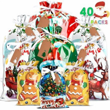 Sacs cadeaux de Noël à cordon (lot de 20)