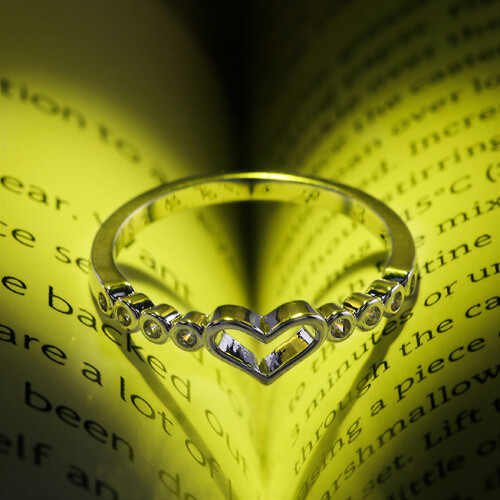 Anello da donna in argento a forma di cuore, taglia 8 2