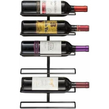 Wall Mount Wine Rack – Holds 6 Bottles – Black Metal Wine Bottle Holder for Wall, Modern Wine Rack for Home Bar, Kitchen 6 Tier,1 Pack
