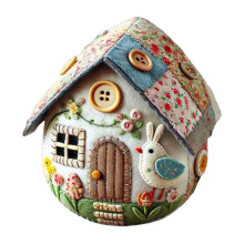 Patchwork eier knutselpakket: handgemaakte geborduurde paaseieren met materialen en instructies. Een leuk knutselproject voor thuisdecoratie,