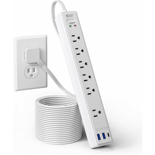 Καλώδιο επέκτασης 10 ποδιών με 6 πρίζες και 3 θύρες USB, πολύπριζο προστασίας από