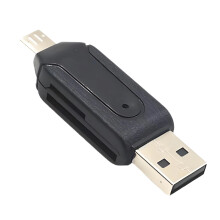 Dubbele kaartlezer met USB-C en USB 2.0 voor SD/MicroSD-kaarten – Snelle gegevensoverdracht, geschikt voor buitenfotografie en videobewerking.