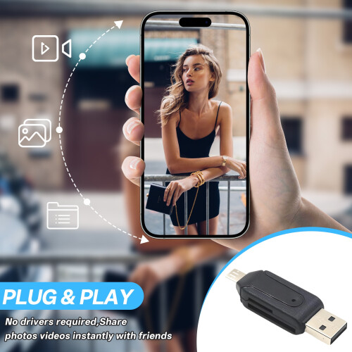 USB-C & USB2.0 Διπλή συσκευή ανάγνωσης καρτών για SD/MicroSD – Μεταφορά υψηλής ταχύτητας, 2