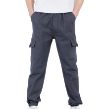 Calça cargo infantil casual de cor sólida, confortável e folgada, para outono e inverno, com bolsos laterais e cordão, para crianças de 4 a 14