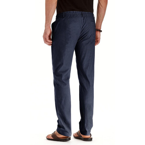 Μοντέρνο ανδρικό παντελόνι Business Loose Large Size με ελαστική μέση, βαμβακερό, μονόχρωμο 2