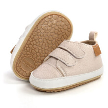 Baby Flickor Skor Spädbarn Småbarn Första Promenadskor Lätta Halkfria Sulor PU Läder Babysneakers Spjälsängsskor Beige 1-3År