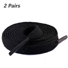 2 Pair Flat Shoe Laces for Sneakers, 29 Colors Shoelaces for Sneakers, Athletic Shoelaces in 6 Different Lengths, black, 20" / 50cm