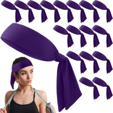 18-Pack Tie Headbands for Men & Women – Elastic Sweatbands for Tennis, Basketball, Soccer, Running, Yoga, Karate, Ninja; Compatible with All Sports